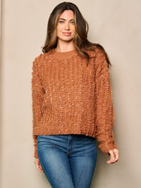 WOMEN'S LONG SLEEVE DETAILED PULLOVER SWEATER