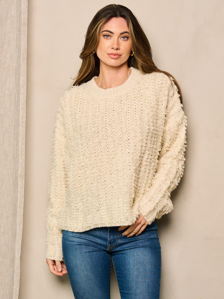 WOMEN'S LONG SLEEVE DETAILED PULLOVER SWEATER