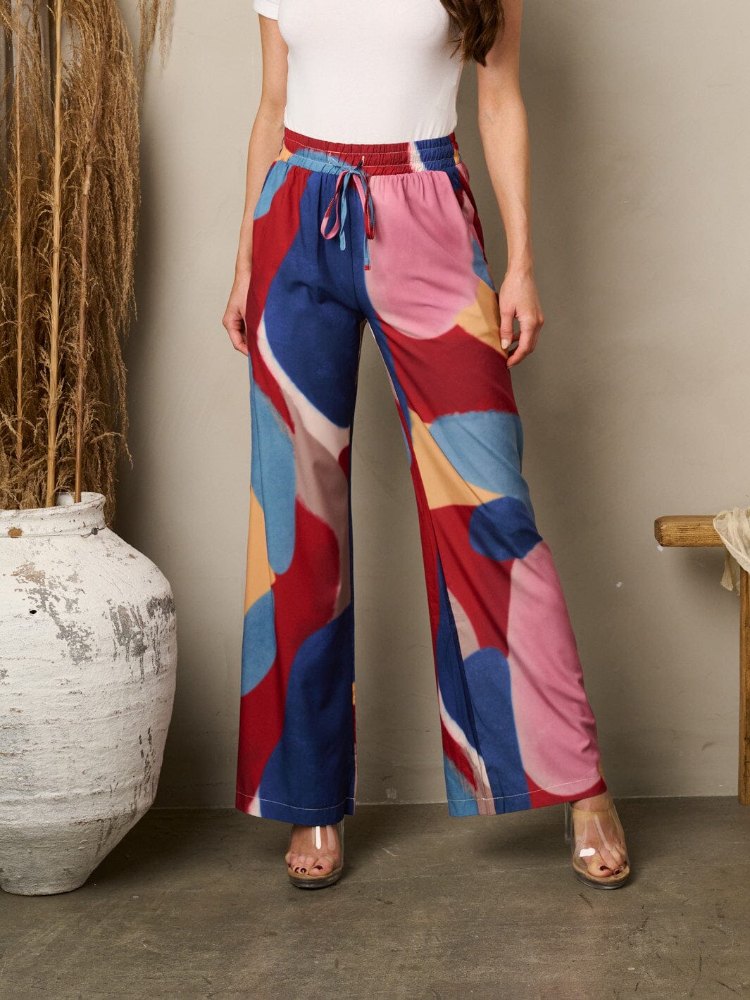 WOMEN'S WIDE LEG POCKETS MULTI COLOR PANTS