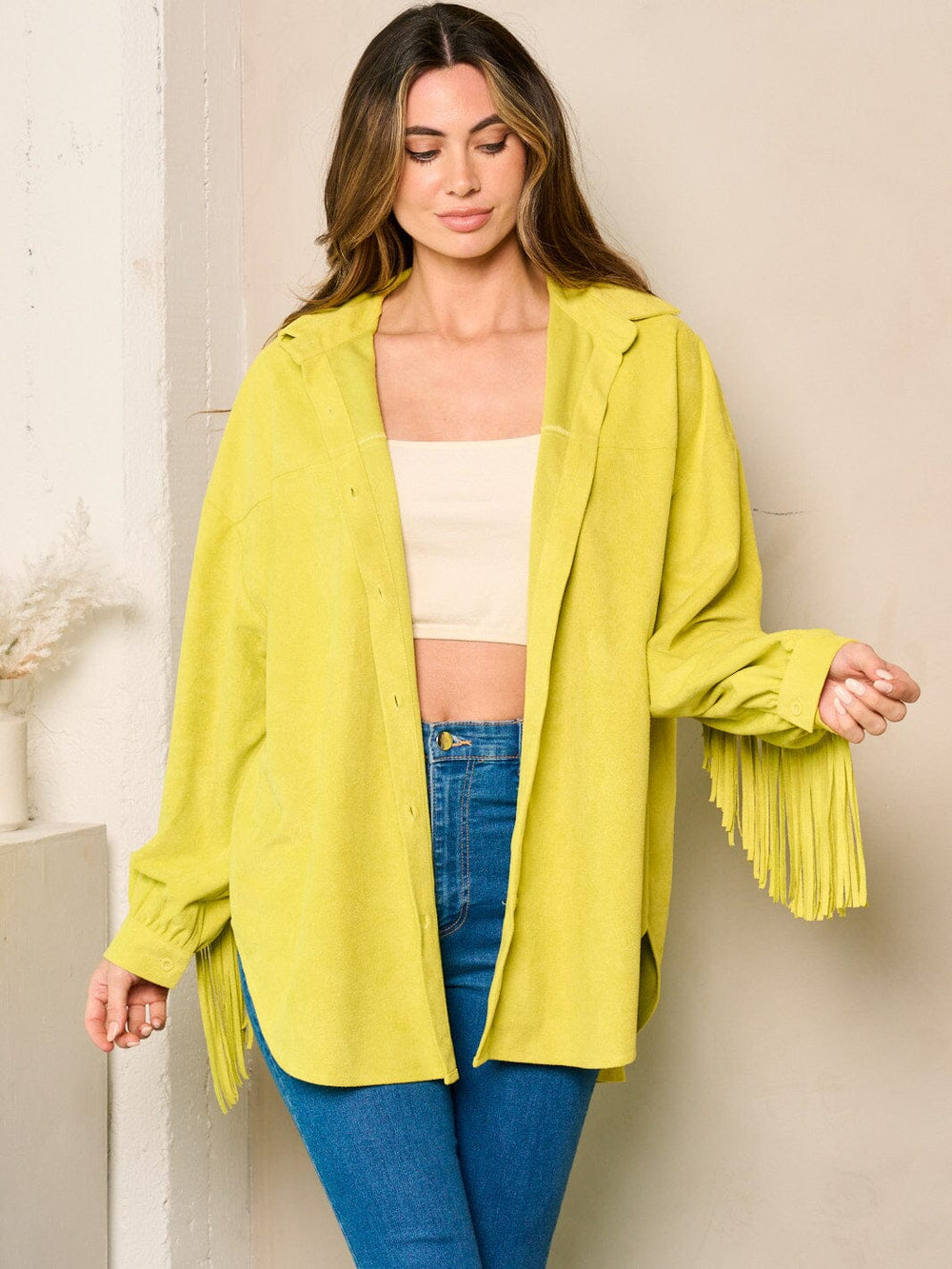 WOMEN'S LONG SLEEVE BUTTON CLOSURE DETAILED JACKET