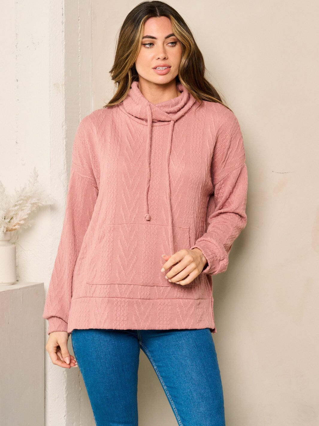 WOMEN'S LONG SLEEVE TURTLE NECK LOOSE FIT TOP