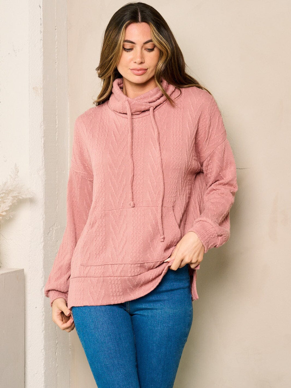 WOMEN'S LONG SLEEVE TURTLE NECK LOOSE FIT TOP