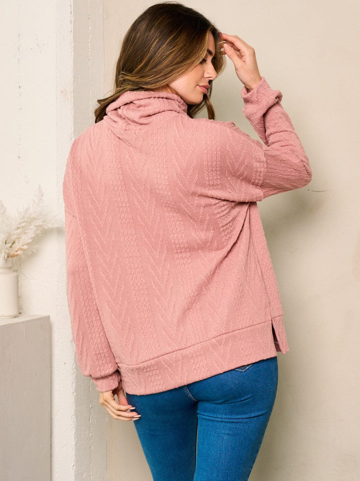 WOMEN'S LONG SLEEVE TURTLE NECK LOOSE FIT TOP