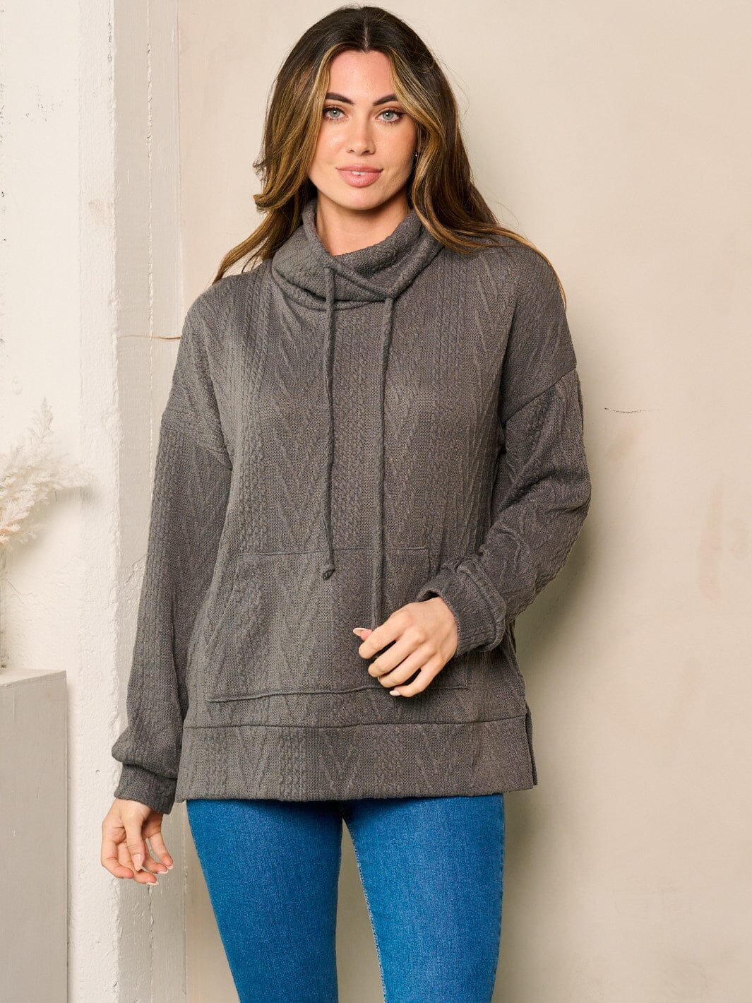 WOMEN'S LONG SLEEVE TURTLE NECK LOOSE FIT TOP