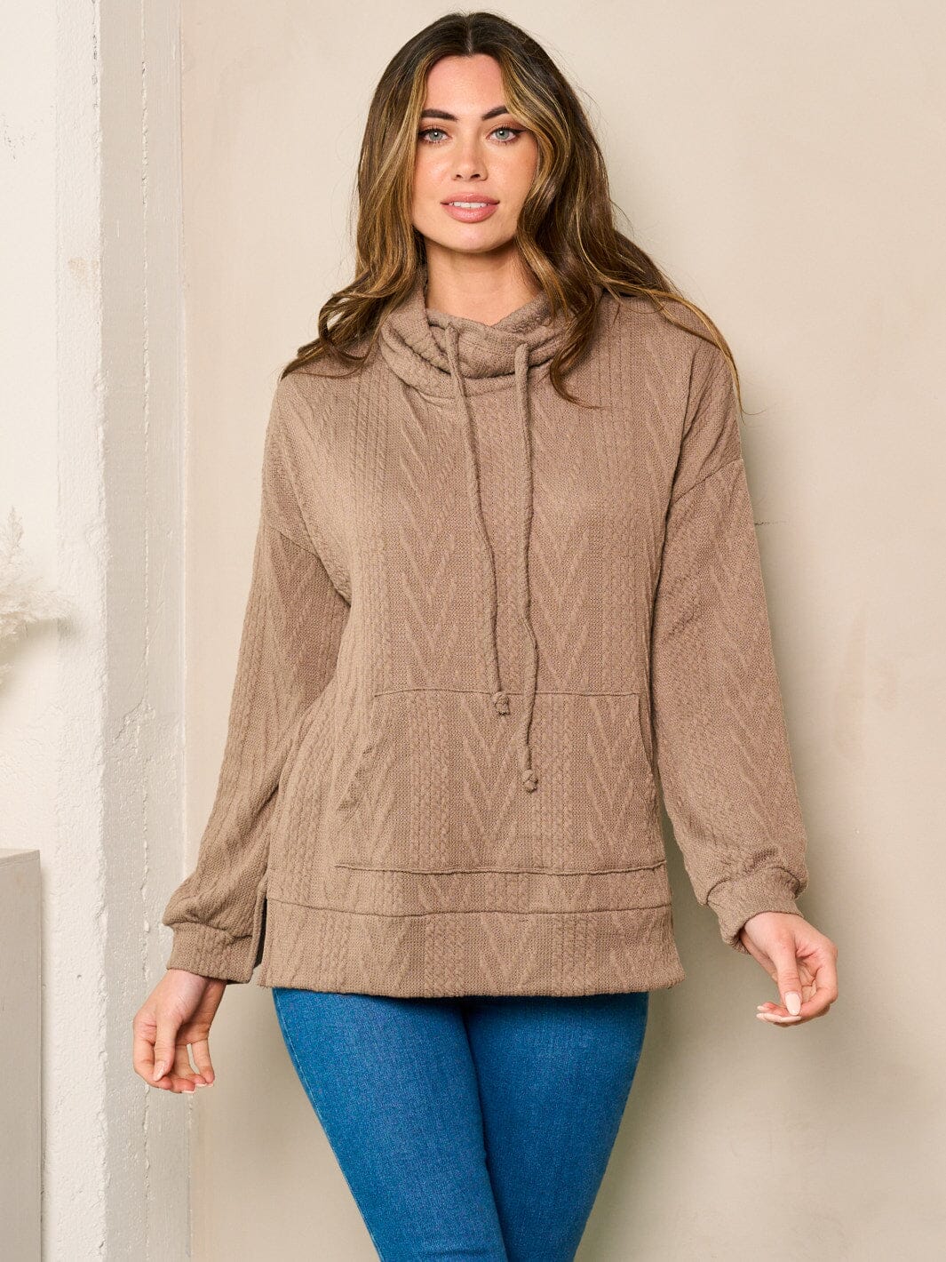 WOMEN'S LONG SLEEVE TURTLE NECK LOOSE FIT TOP