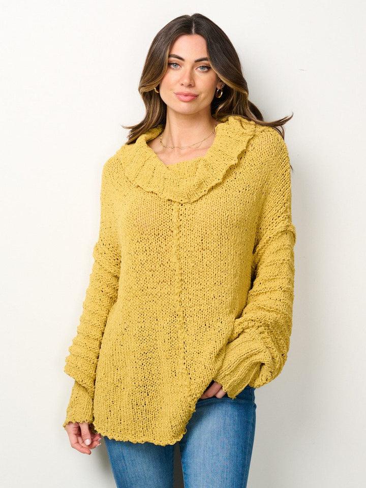 WOMEN'S LONG SLEEVE TURTLE NECK KNITTED SWEATER