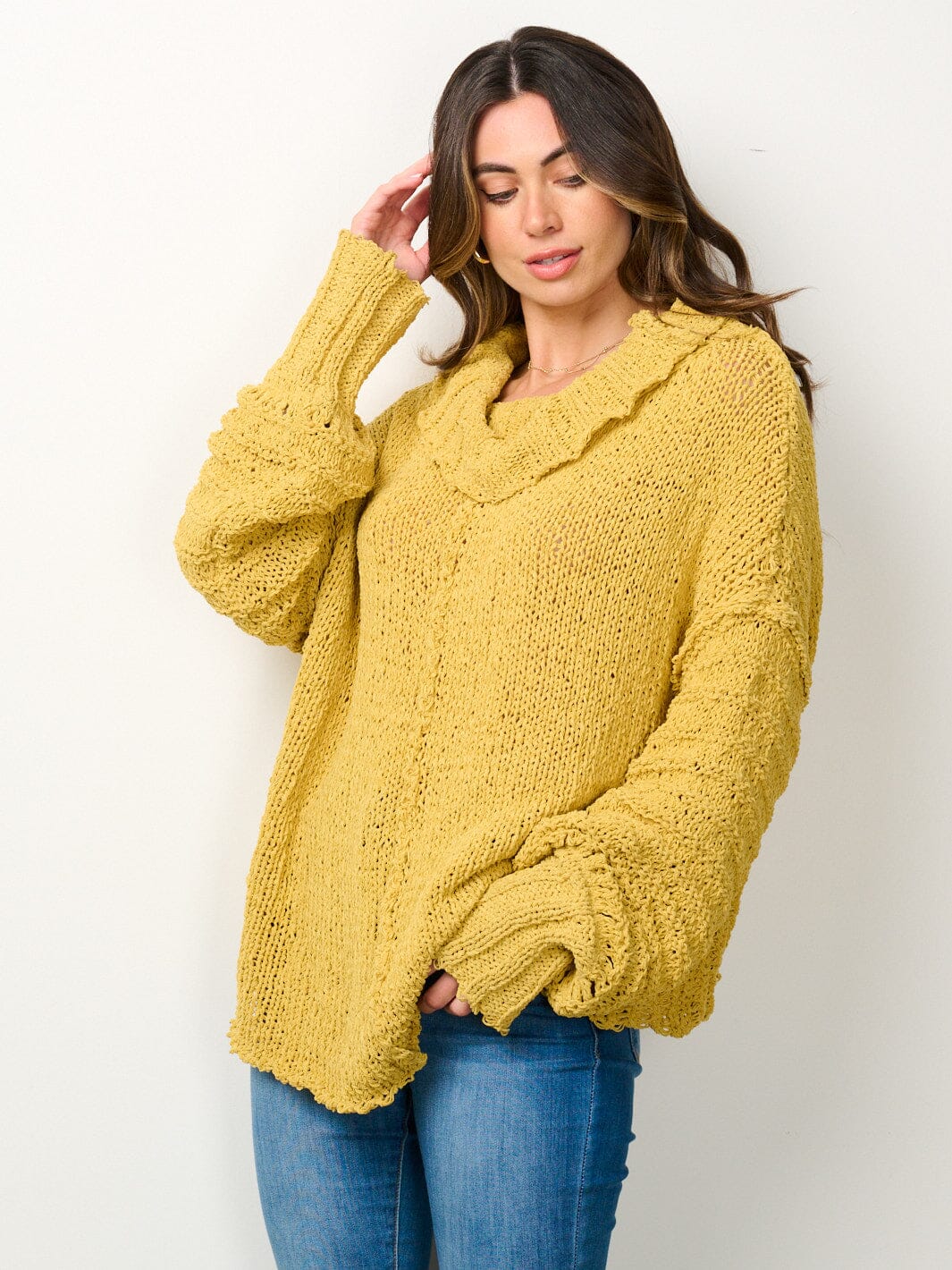 WOMEN'S LONG SLEEVE TURTLE NECK KNITTED SWEATER