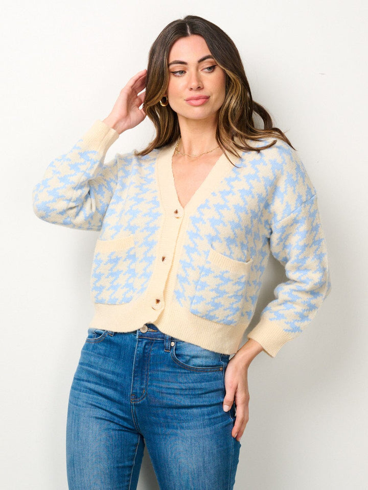 WOMEN'S LONG SLEEVE BUTTON UP POCKETS COLORBLOCK SWEATER