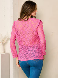 WOMEN'S LONG SLEEVE BUTTON UP LACE BLOUSE TOP