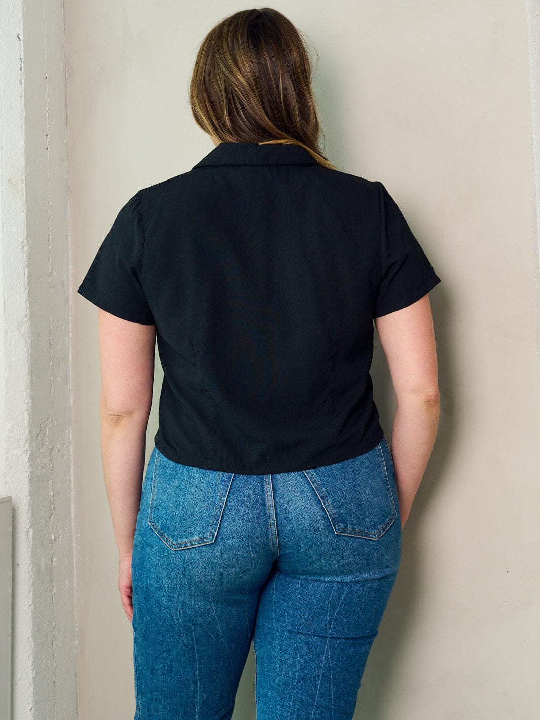 PLUS SIZE SHORT SLEEVE BUTTON UP BLOUSE TOP