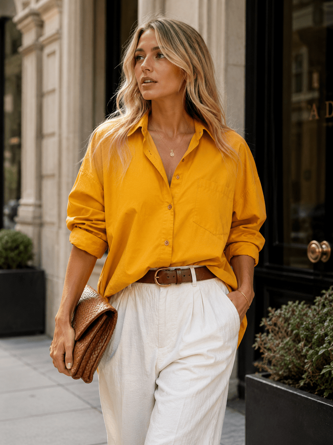 WOMEN'S LONG SLEEVE BUTTON UP FRONT POCKET SHIRT