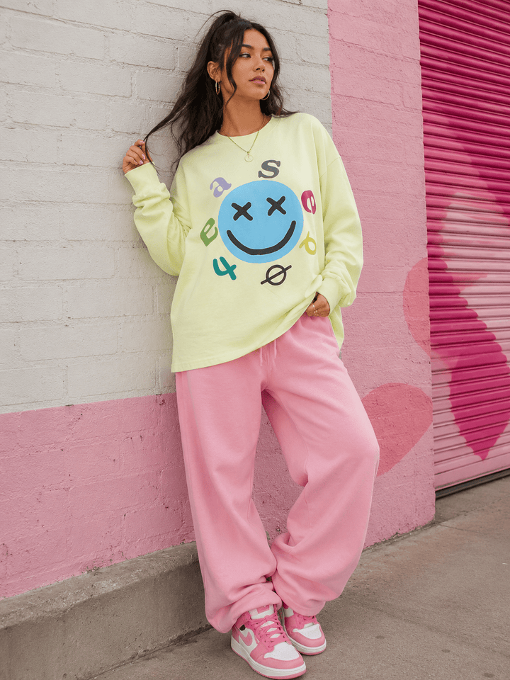 WOMEN'S LONG SLEEVE GRAPHIC OVERSIZED TOP