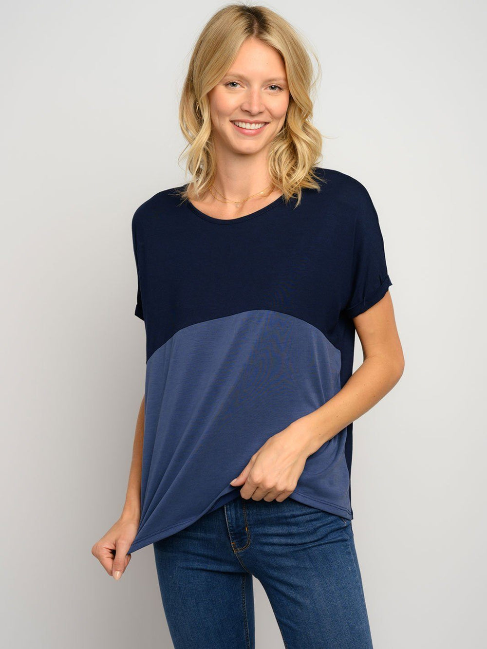 WOMEN'S SHORT SLEEVE COLOR BLOCK TOP