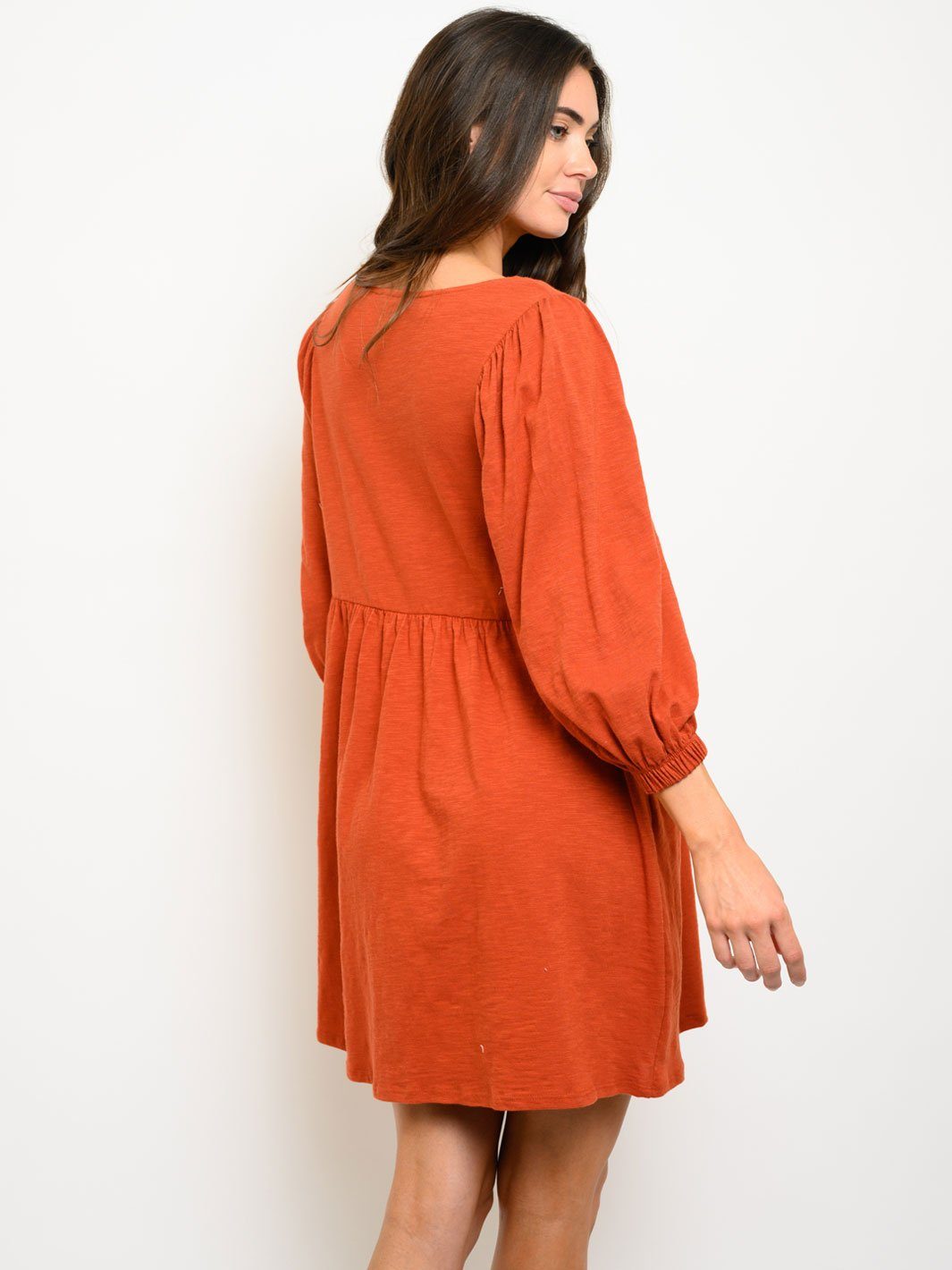 WOMEN'S PUFF SLEEVE BABY DOLL MINI DRESS