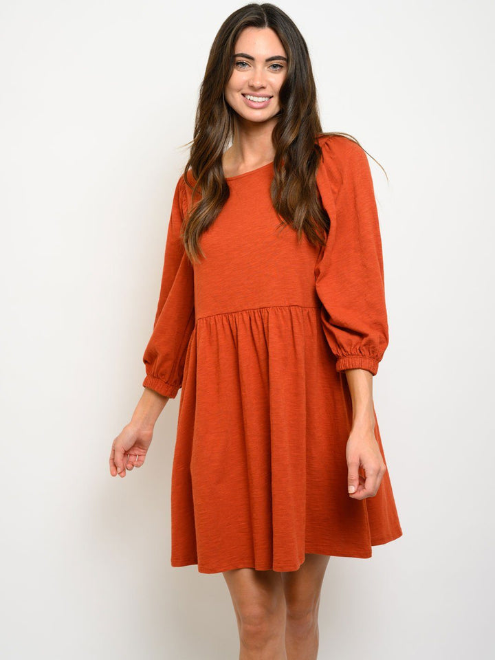 WOMEN'S PUFF SLEEVE BABY DOLL MINI DRESS