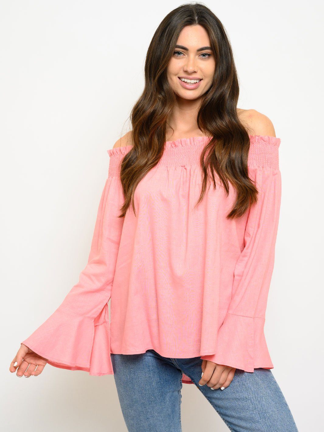 WOMEN'S OFF SHOULDER BELL SLEEVE TOP