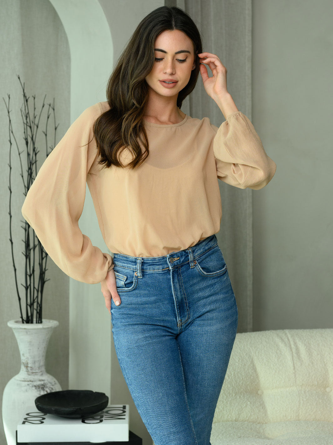 WOMEN'S LONG PUFF SLEEVE BODYSUIT