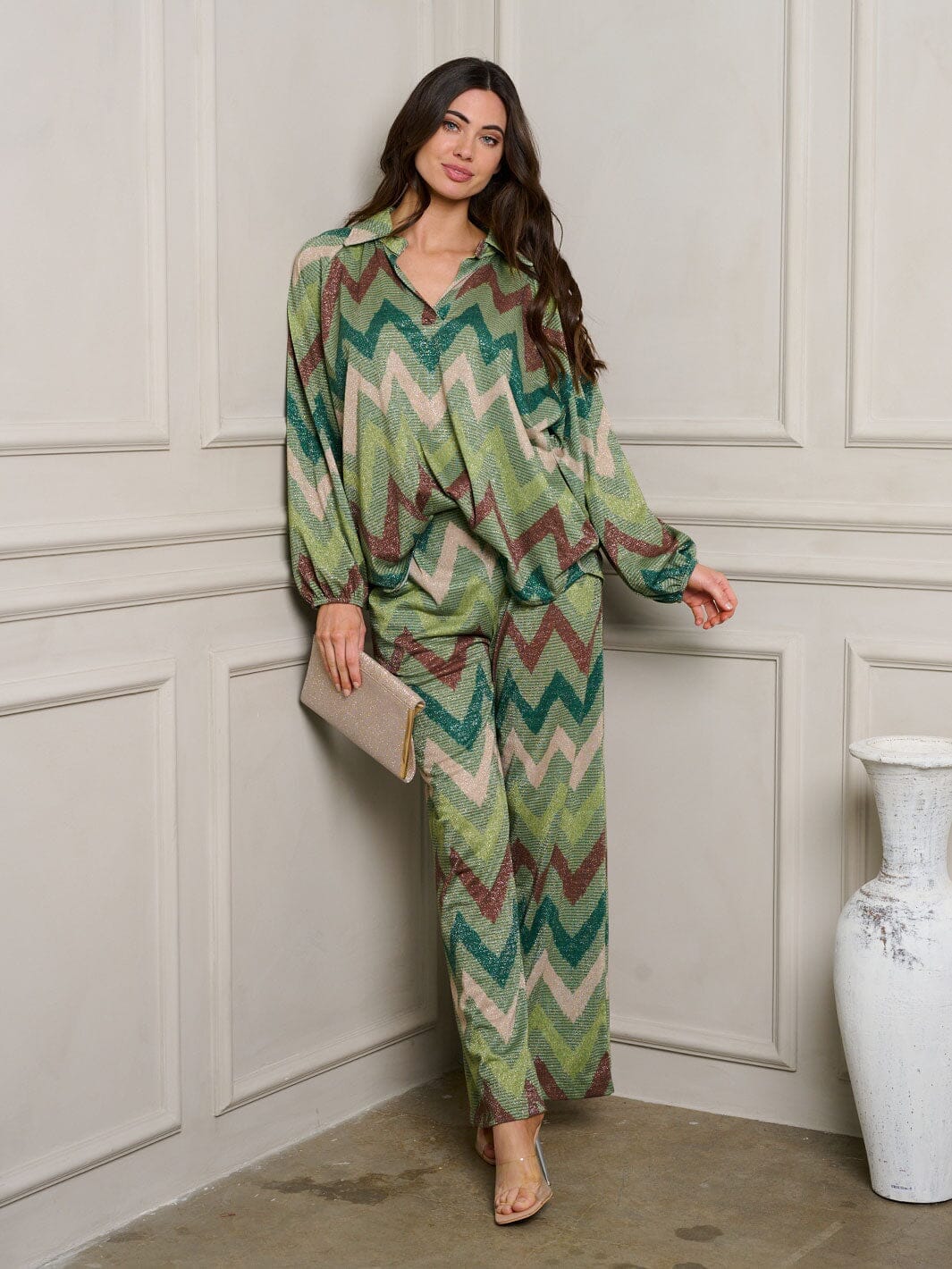 WOMEN'S LONG SLEEVE BUTTON UP MULTI PRINT TOP – Wholesalefashiontrends.com