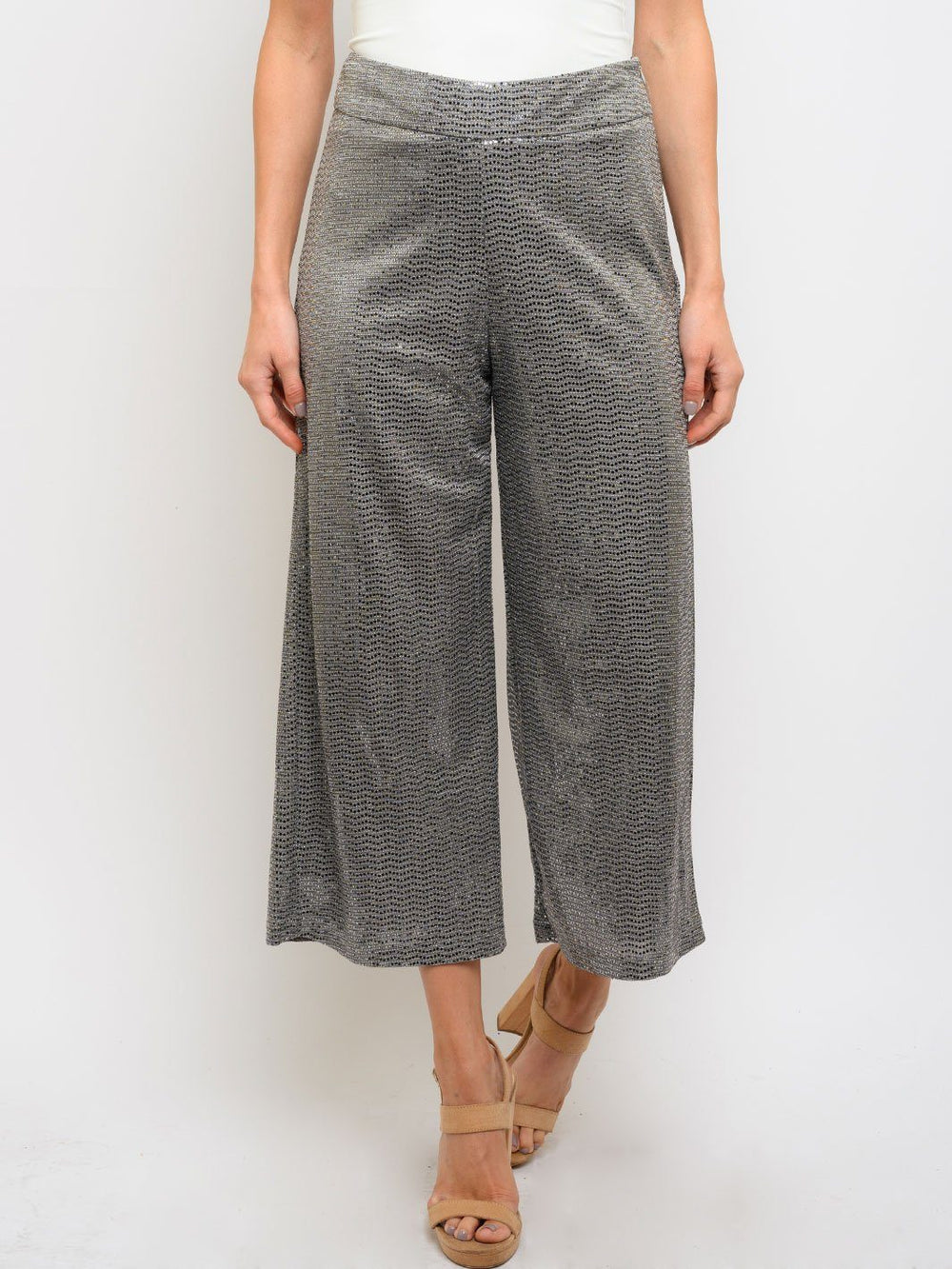WOMEN'S CROP BELL LEG SEQUINS PANTS