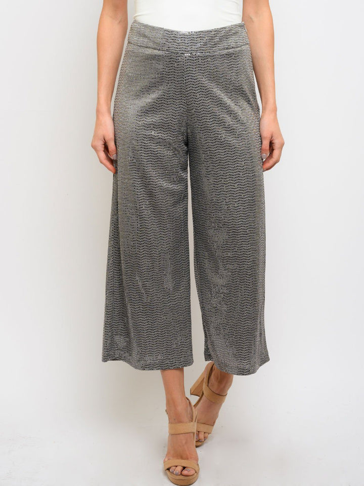 WOMEN'S CROP BELL LEG SEQUINS PANTS