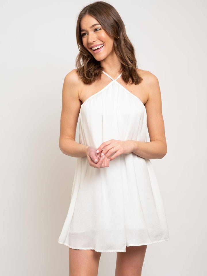 WOMEN'S WHITE MINI STRAPS DRESS