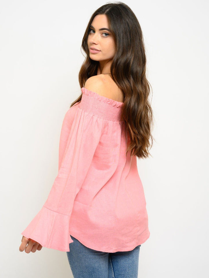 WOMEN'S OFF SHOULDER BELL SLEEVE TOP