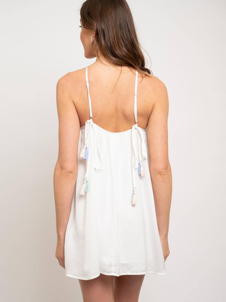 WOMEN'S WHITE MINI STRAPS DRESS