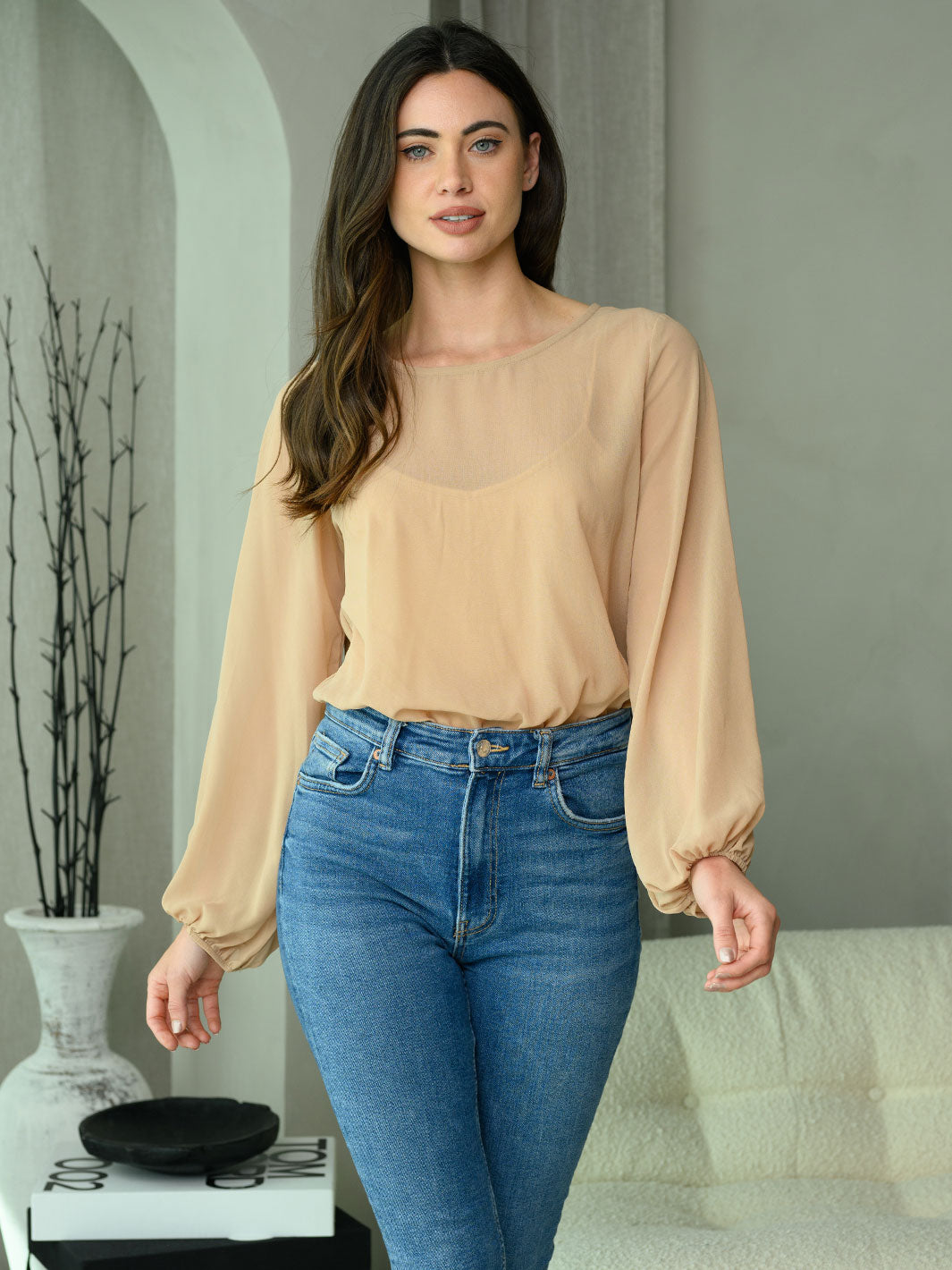 WOMEN'S LONG PUFF SLEEVE BODYSUIT