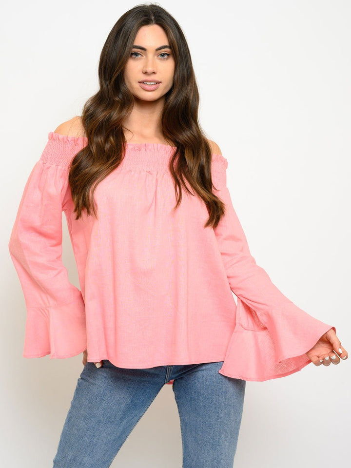 WOMEN'S OFF SHOULDER BELL SLEEVE TOP