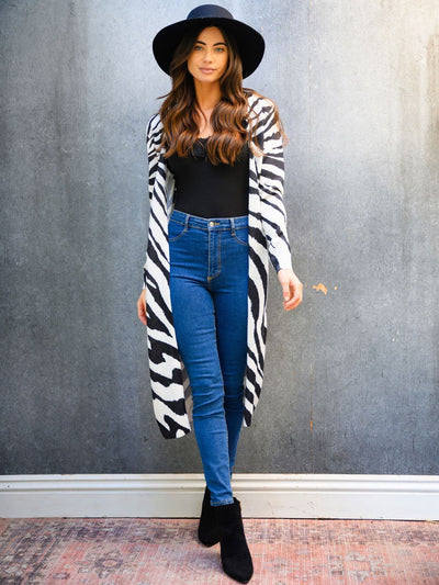 WOMEN'S ANIMAL PRINT LONG SLEEVE CARDIGAN