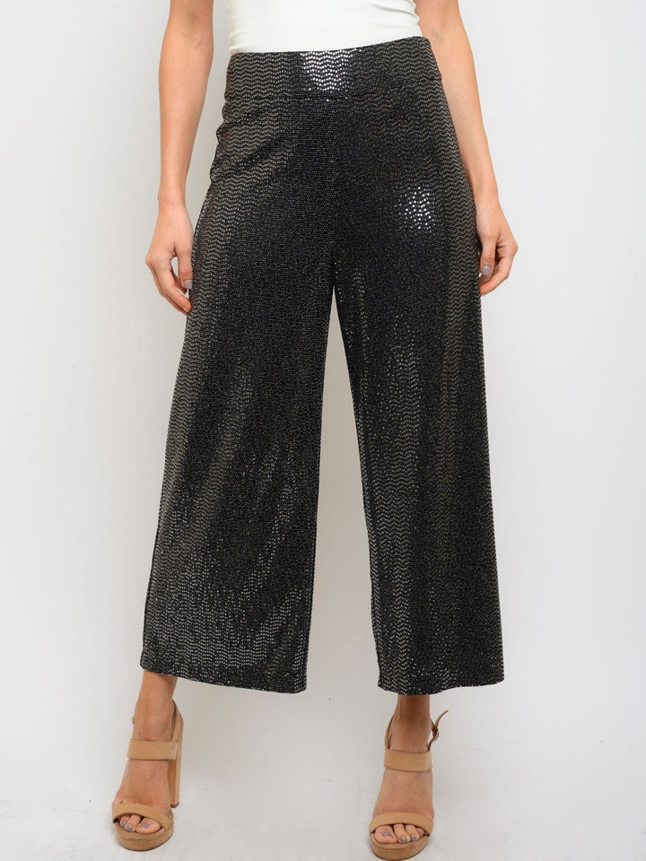 WOMEN'S CROP BELL LEG SEQUINS PANTS