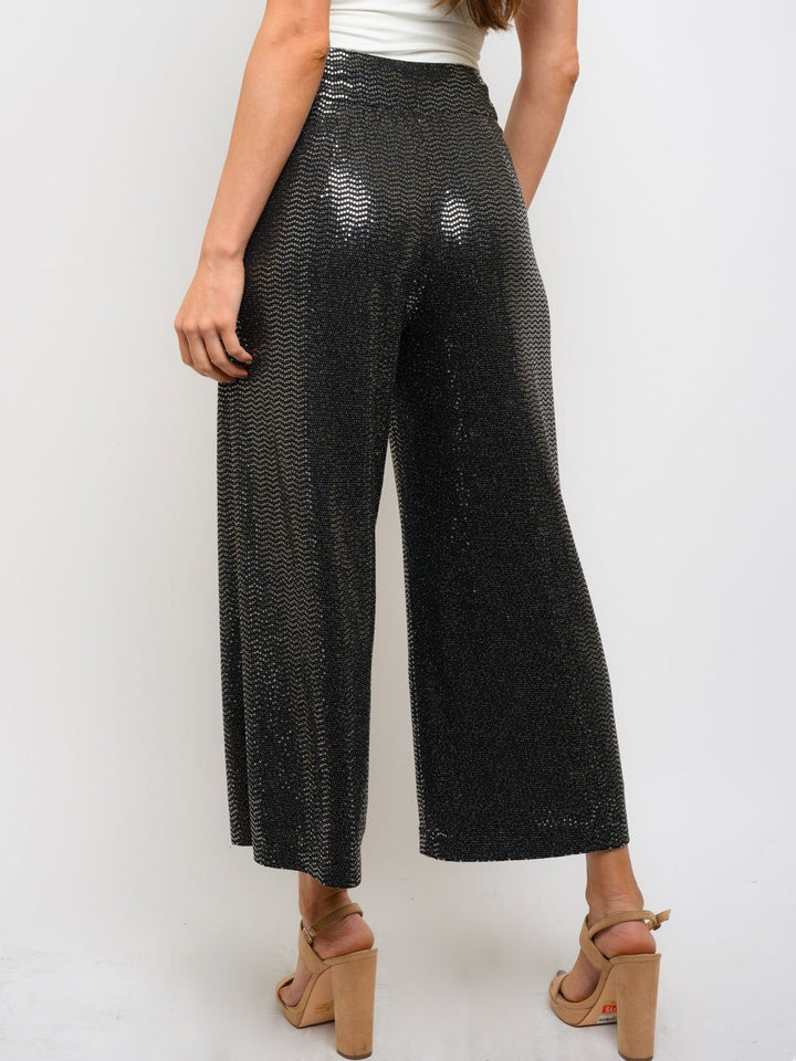 WOMEN'S CROP BELL LEG SEQUINS PANTS