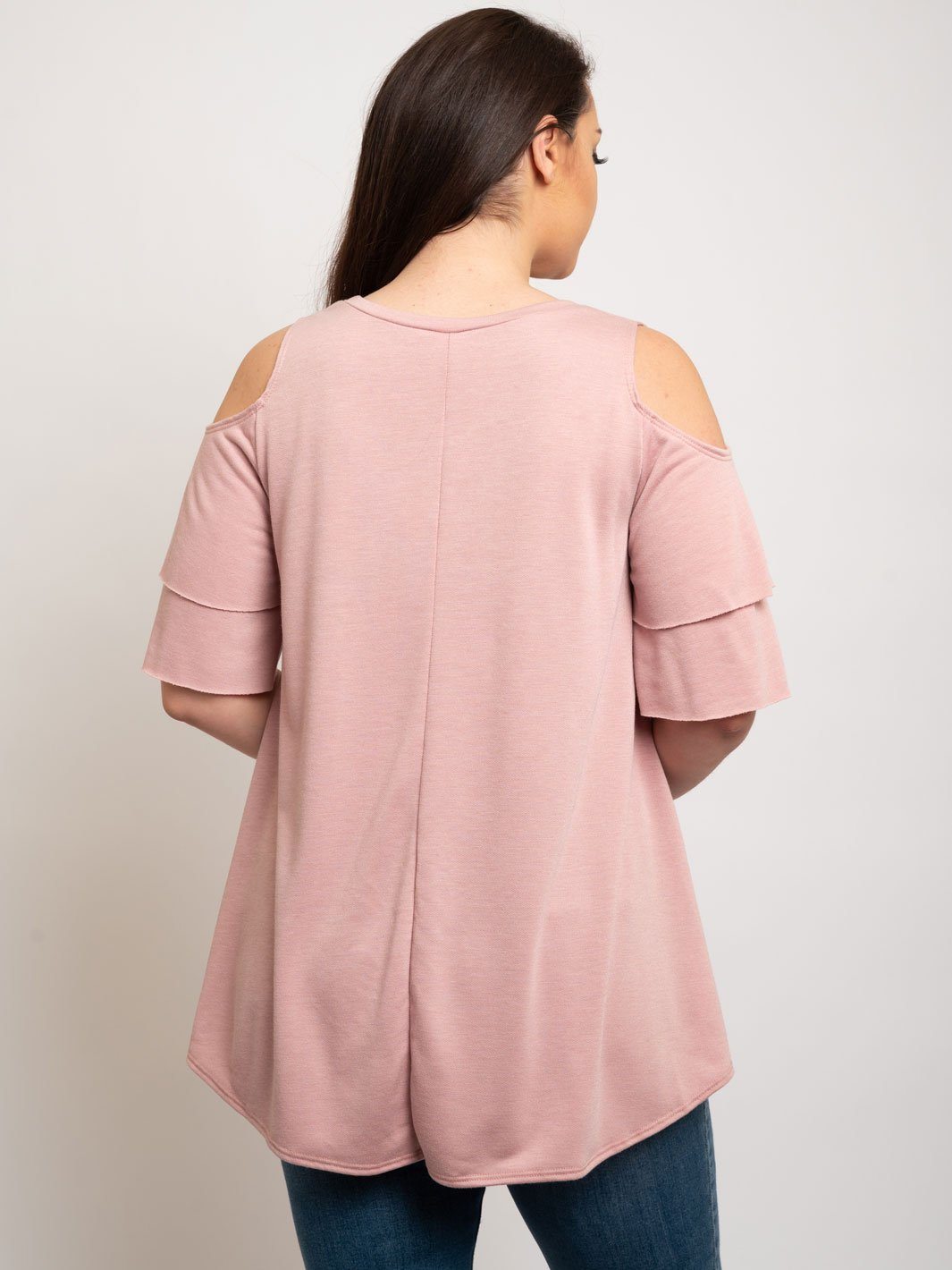PLUS SIZE OFF SHOULDER RUFFLE SLEEVE TOP