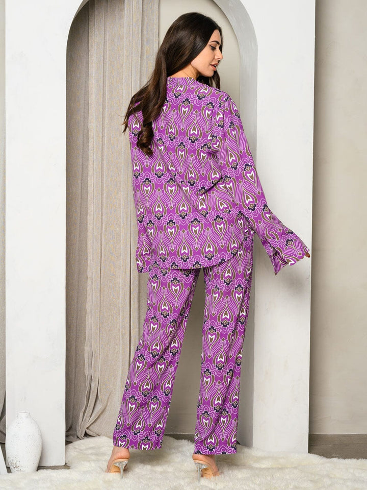 WOMEN'S LONG SLEEVE TOP & PANTS MULTI PRINT SET