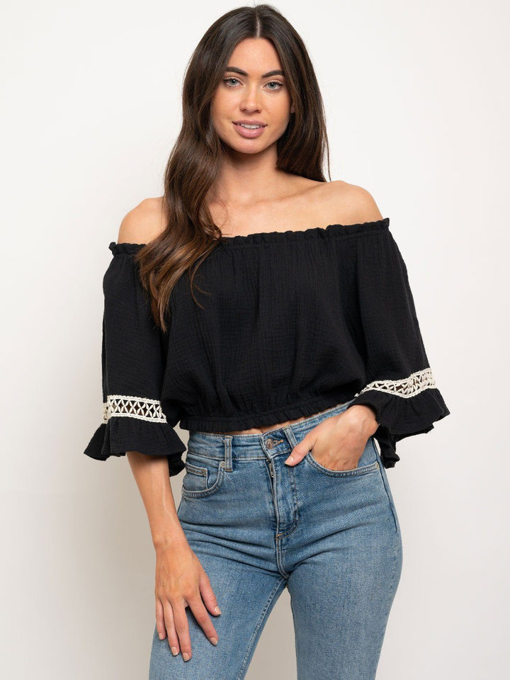 WOMEN'S OFF SHOULDER CROP TOP