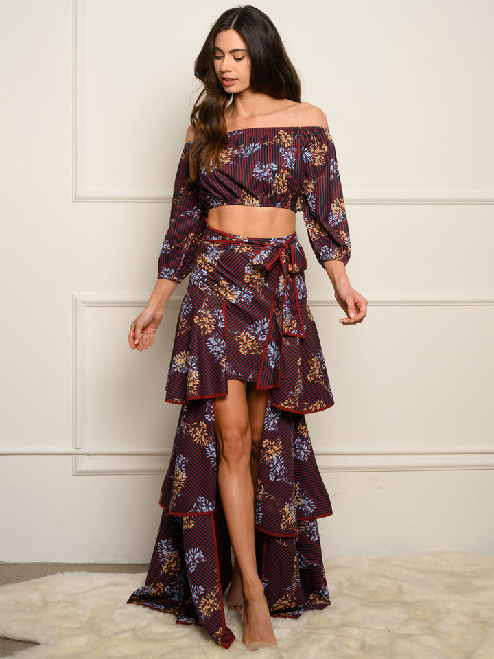 WOMEN'S FLORAL RUFFLE 2PC. SKIRT SET