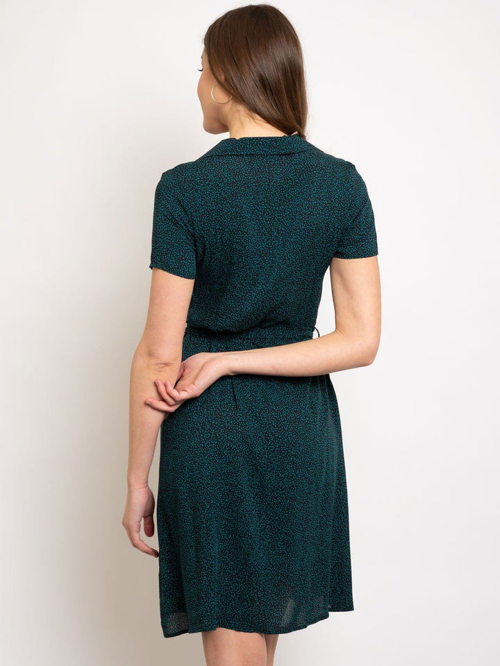 WOMEN'S BUTTON UP MIDI GREEN DRESS