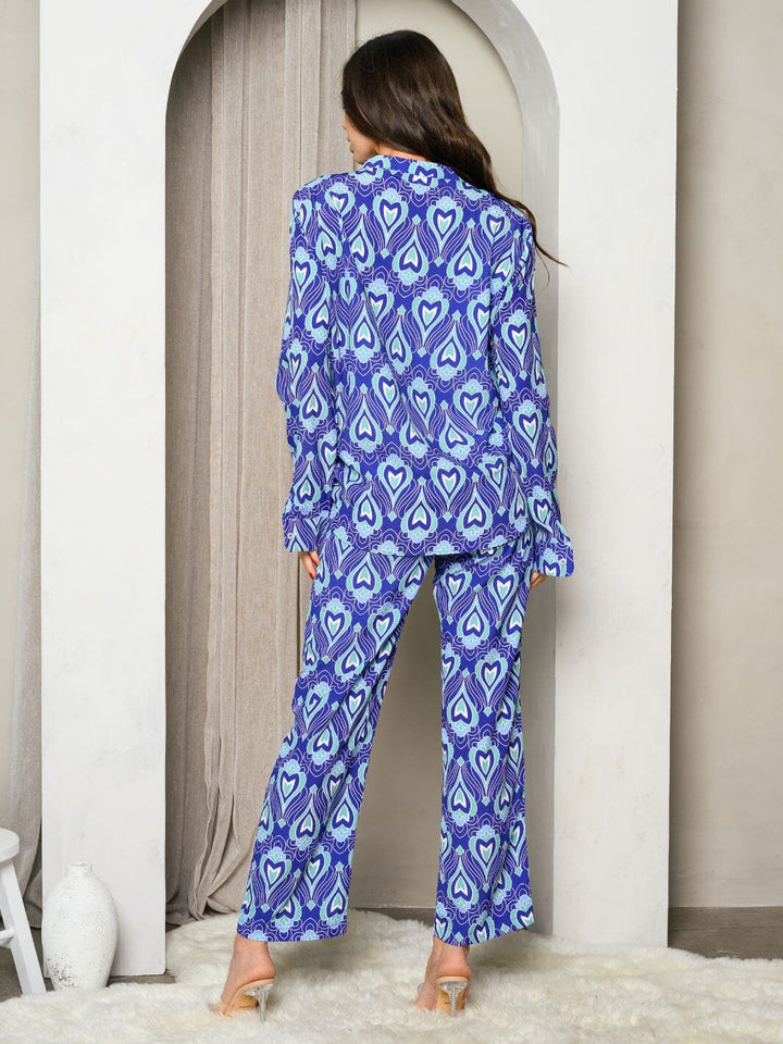 WOMEN'S LONG SLEEVE TOP & PANTS MULTI PRINT SET