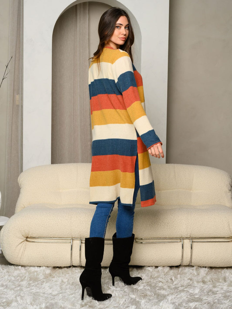 WOMEN'S LONG SLEEVE COLORBLOCK OPEN FRONT CARDIGAN ...