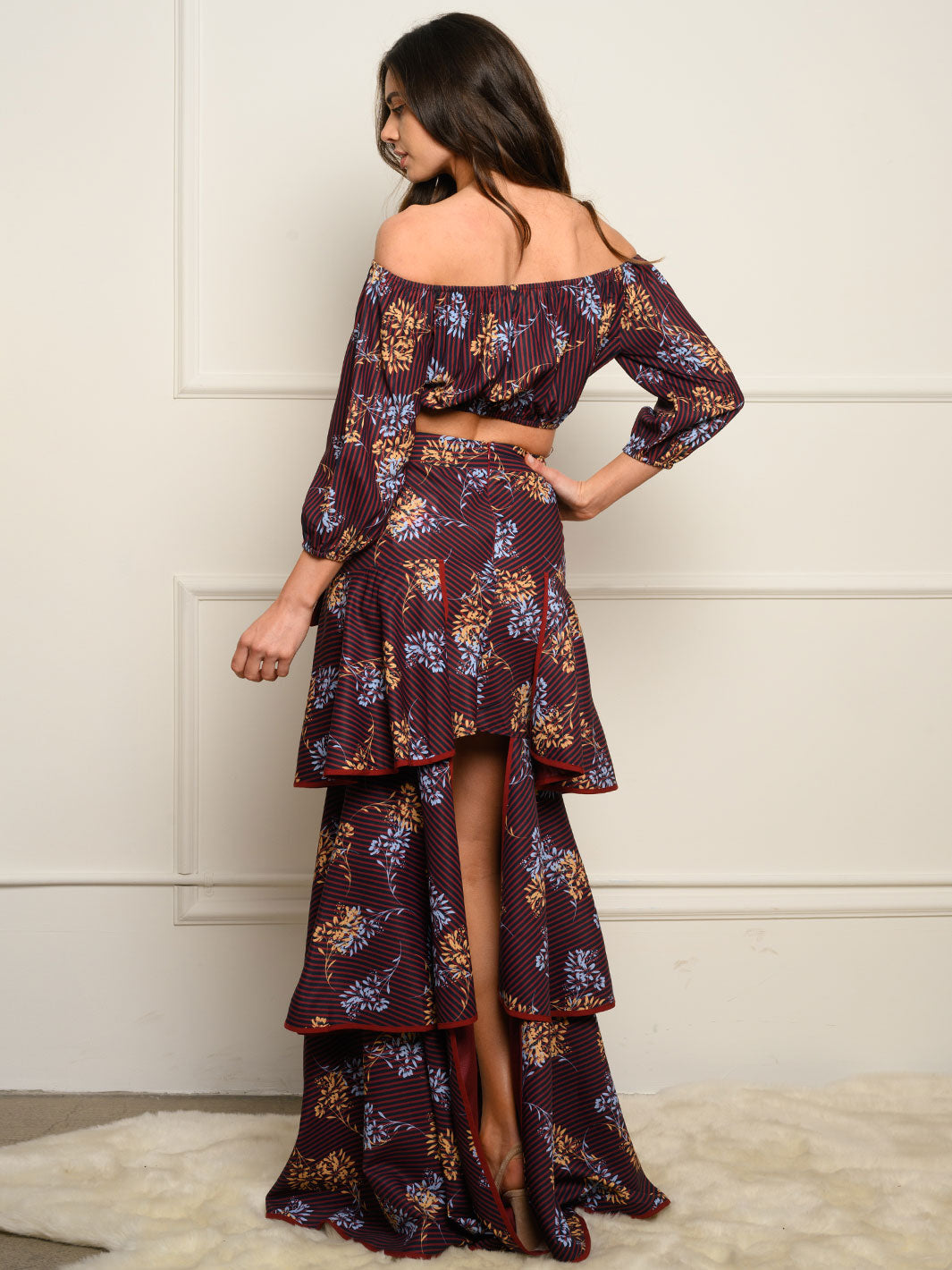 WOMEN'S FLORAL RUFFLE 2PC. SKIRT SET