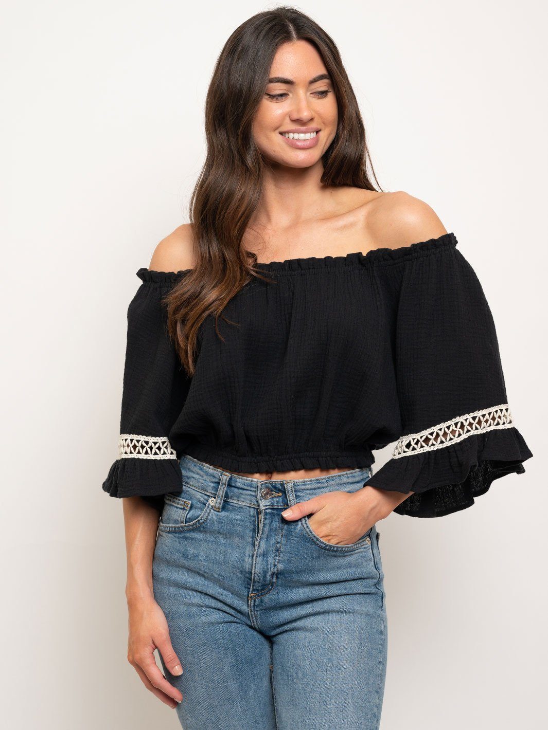 WOMEN'S OFF SHOULDER CROP TOP