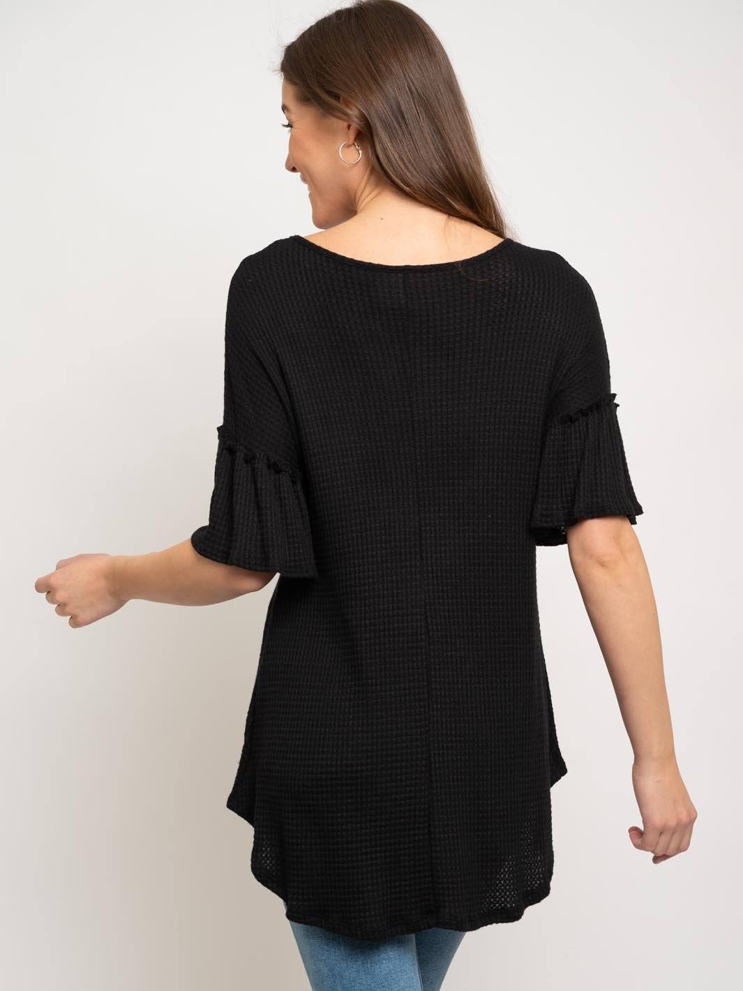 WOMEN'S TUNIC RUFFLE SLEEVE TOP
