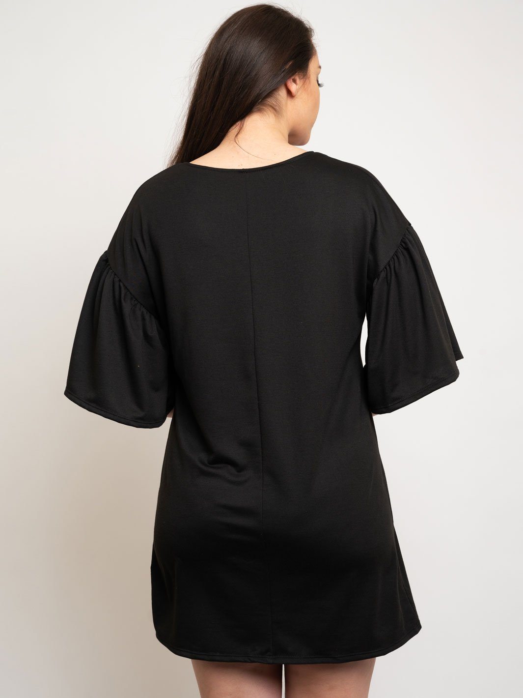 PLUS SIZE RUFFLE SLEEVE MINI DRESS