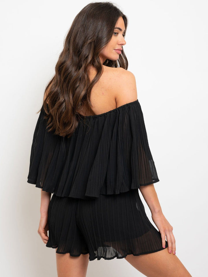 WOMEN'S OFF SHOULDER PLEATS ROMPER