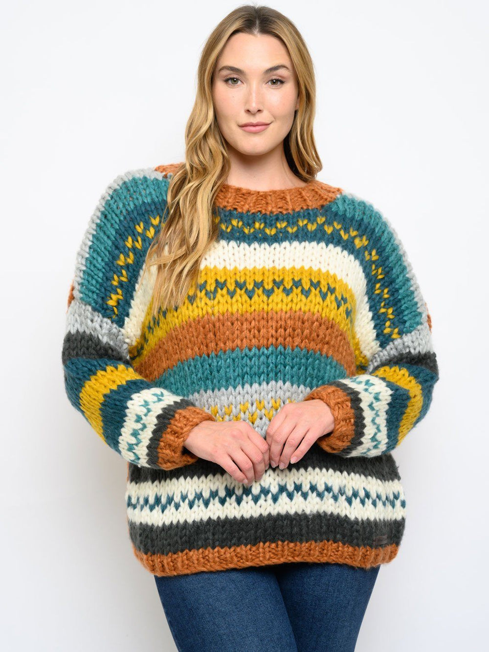 PLUS SIZE MULTI COLOR SWEATER