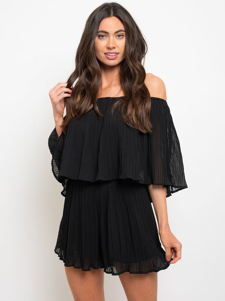 WOMEN'S OFF SHOULDER PLEATS ROMPER