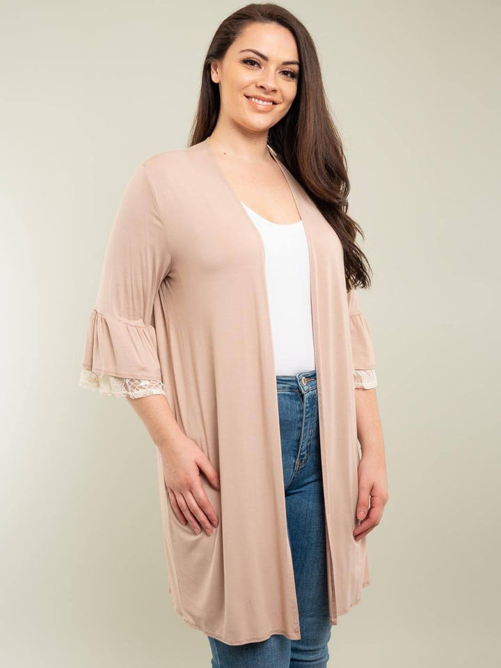 PLUS SIZE 3/4 SLEEVE CARDIGAN