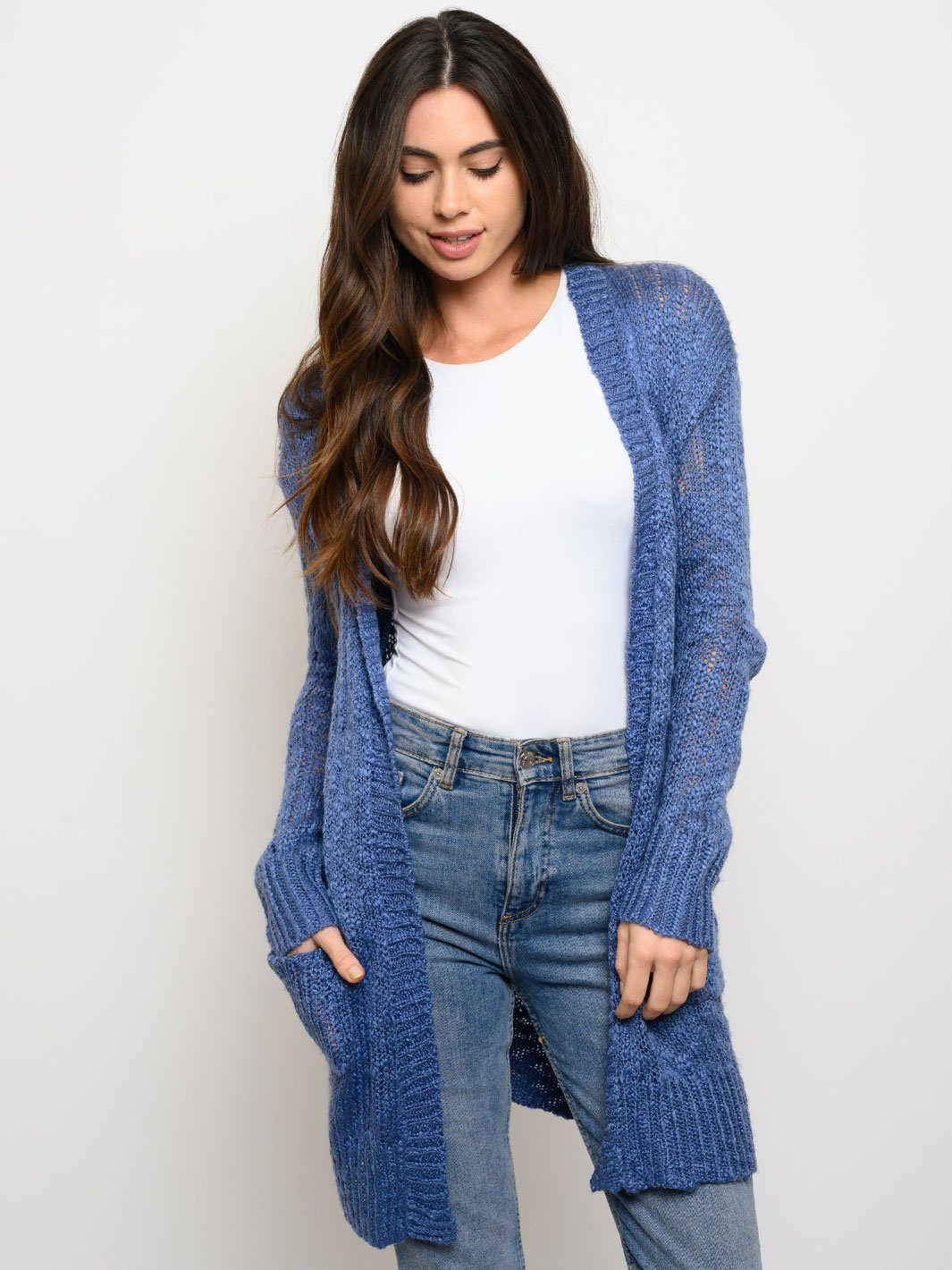 WOMEN'S LONG SLEEVE POCKETS CARDIGAN