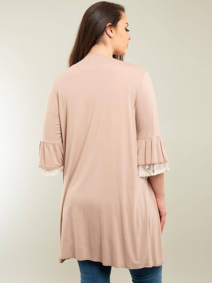 PLUS SIZE 3/4 SLEEVE CARDIGAN