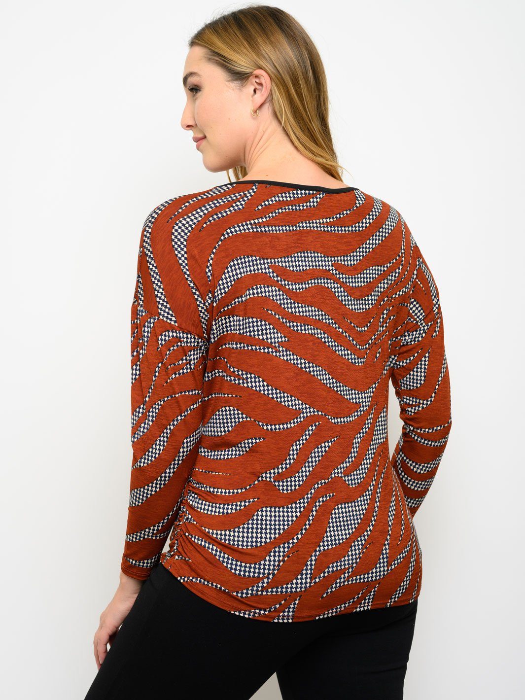 PLUS SIZE LONG SLEEVE BULGARI PRINT TOP